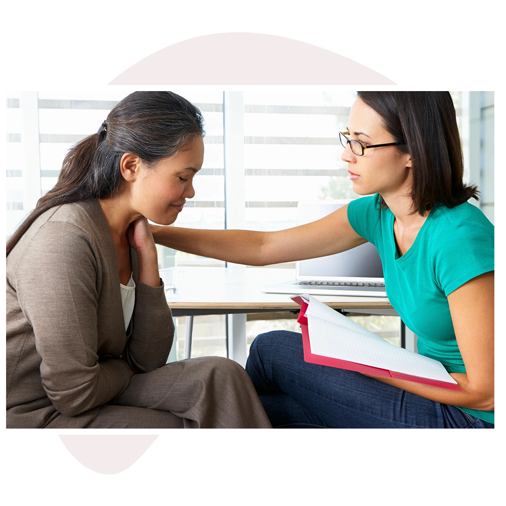 two woman talking